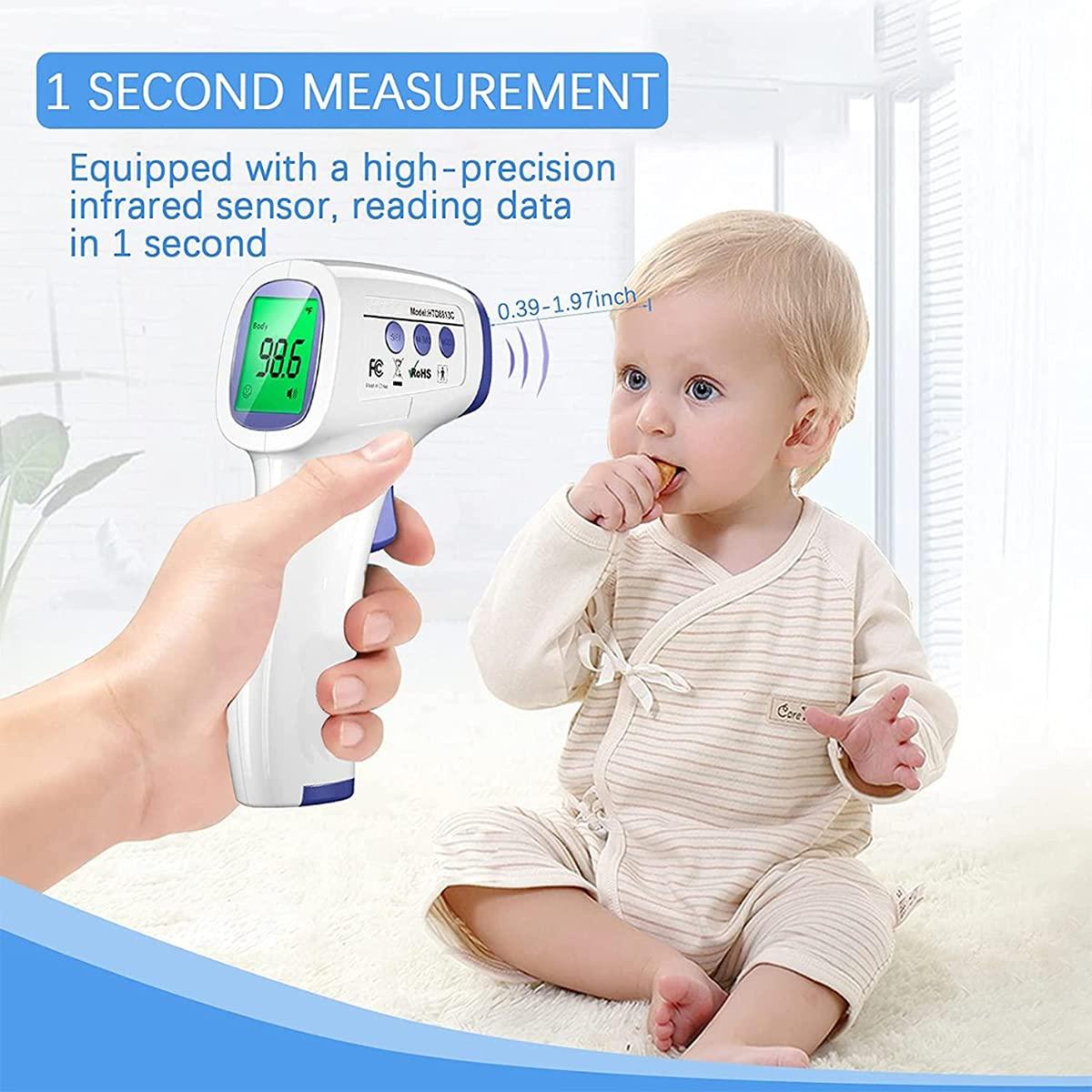 DR VAKU DR VAKU Swadesi Non-Contact Infrared Digital Temperature Gun, No Touch Forehead Thermometer for Baby, Readings Resolution Infrared Thermometer, Multi-Purpose, Wide Range [With Free Battery]- White