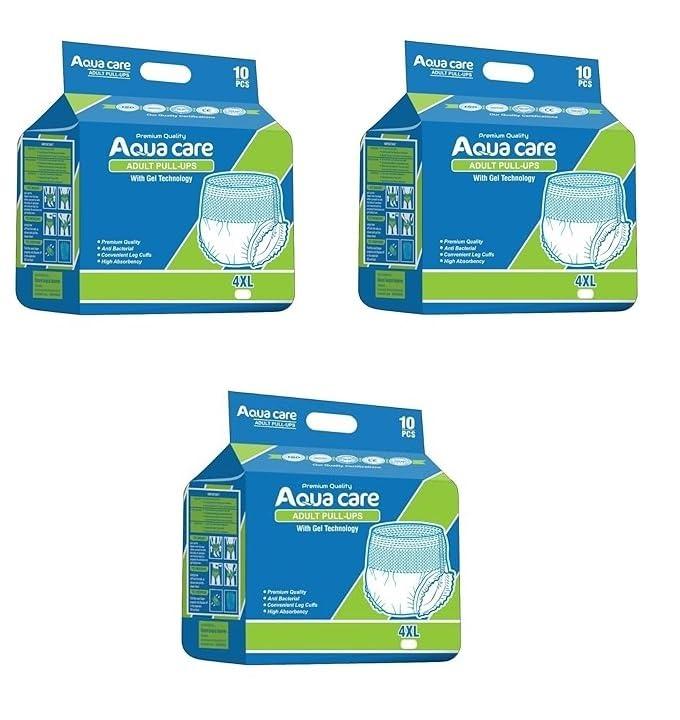 Aquacare Aquacare Adult Diapers Pant Style - 10 Count -4XL Adult Pull-UPS and Anti-Bacterial Absorbent Core- (Size_190-240 (cm) 75\"-94\" (Inch) _Pack of 3)