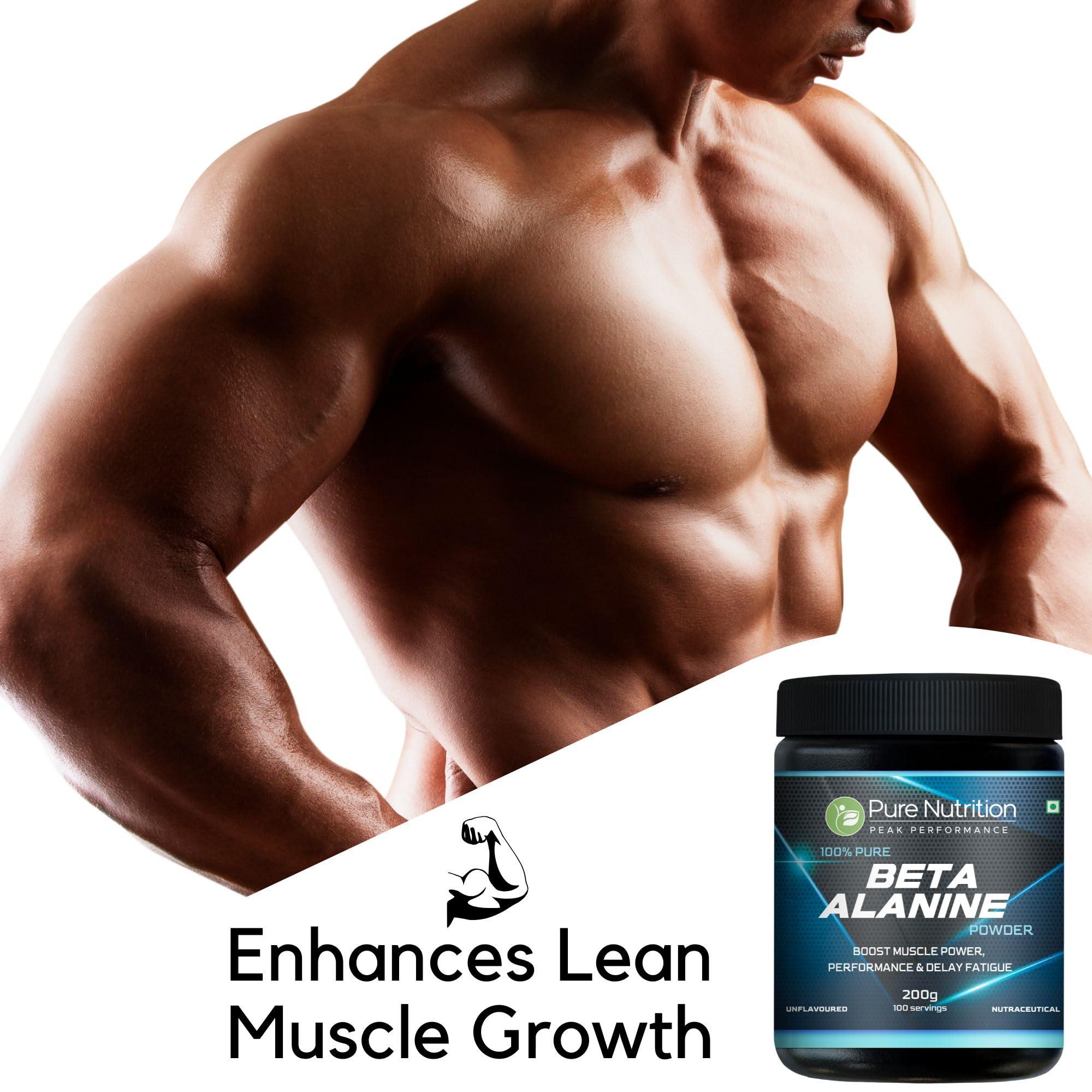 Pure Nutrition Naturals pure nutrition 100% Pure Beta Alanine Powder (200 gm), Unflavored | Pre Workout Supplement Amino Acid | Boost Muscle Power & Improve Performance