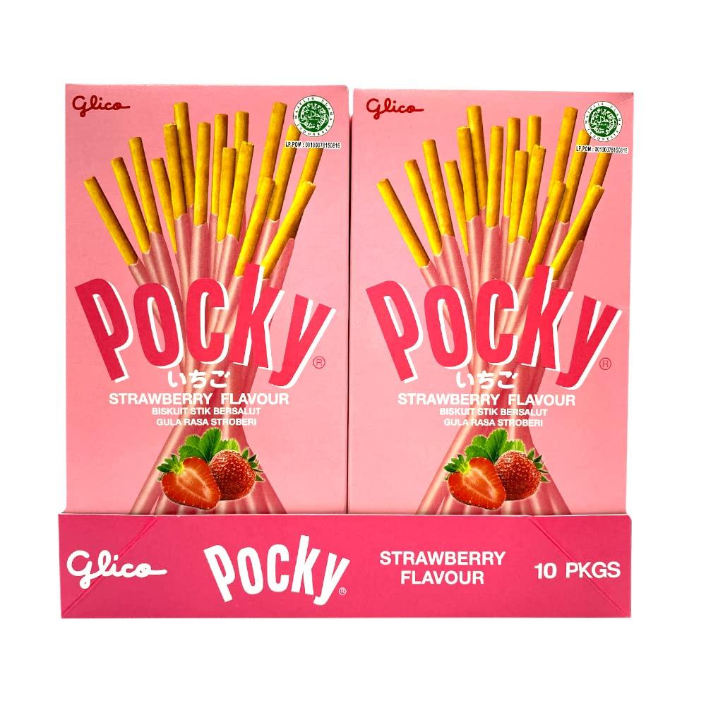 Glico Glico Pocky Strawberry Cream Covered Biscuit Sticks, 1.59 oz  45 g, 10 Pack