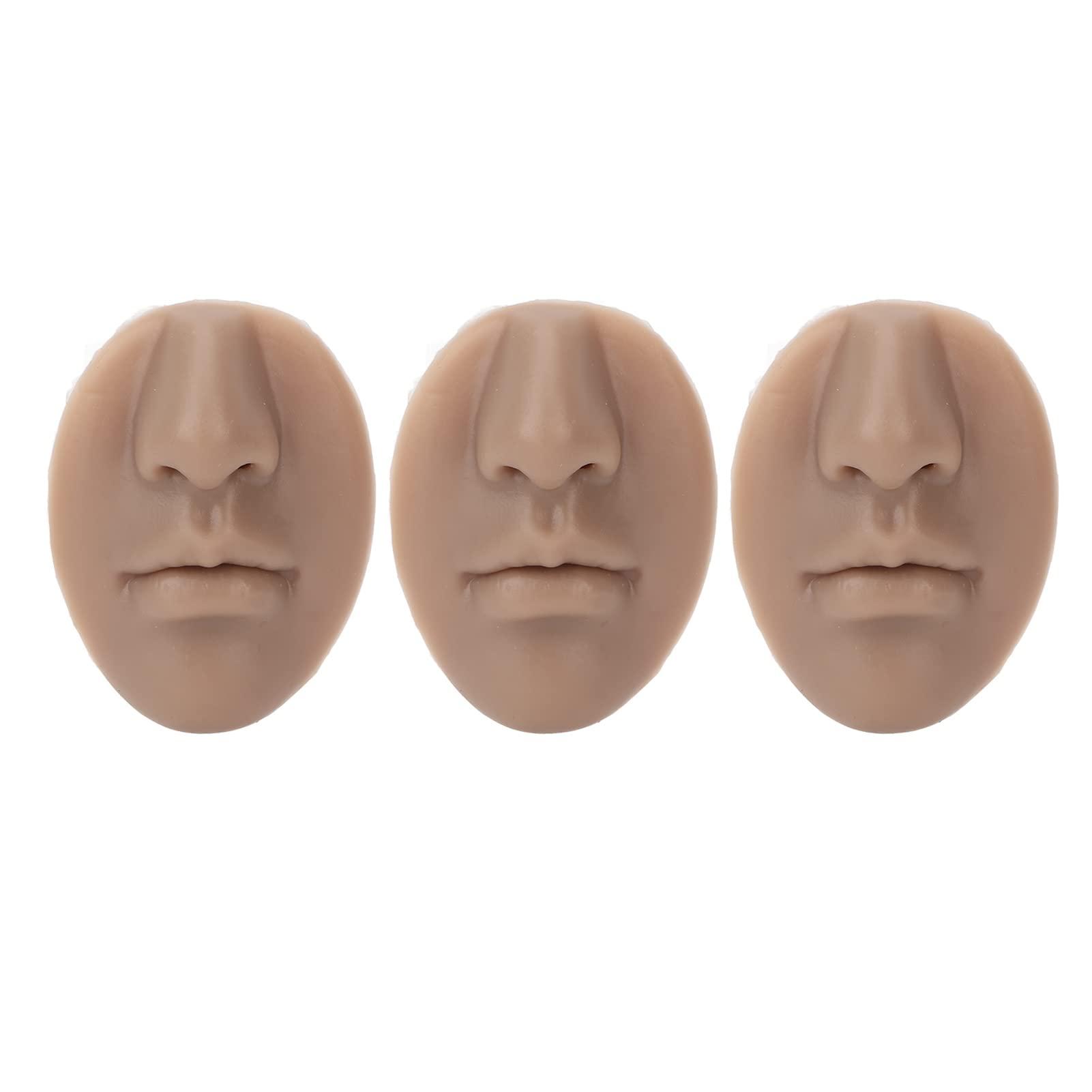 FOFY Soft Silicone Nose Model, Silicone Nose Model Compact 3 Flexible Mouth For Salon For Teacher (Dark Skin Color)