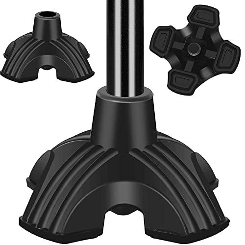 supregear SupreGear Quad Support Cane Tip, Non-Slip Self Standing Rubber Cane Tip 4 Point Quad Cane Tip Replacement for 3/4 Inch Diameter Standard Walking Canes Folding Canes Cane Accessory - Black
