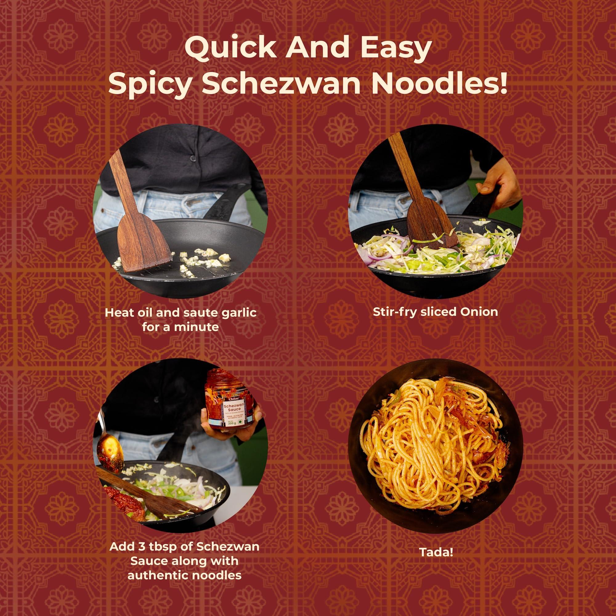 Chilzo Chilzo Schezwan Sauce (200 Gm) | No Sugar | No Msg | No Artificial Flavors/Colors | Made With Real Ingredients| Vegan | Gluten Free