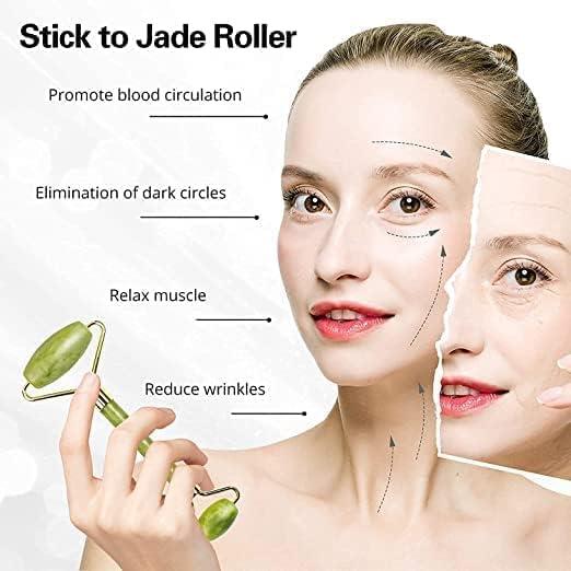 ASM SOLUTION Jade & Gua Sha Stone Set - Face Massager, Ice Roller & Gua Sha Stone Tool