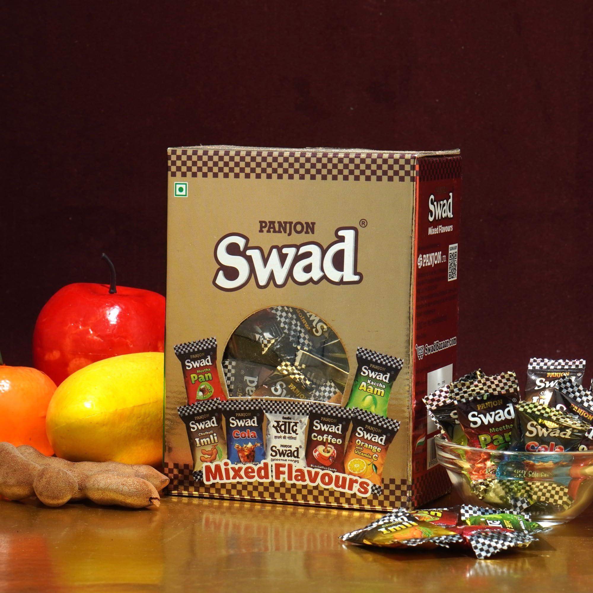 Swad Swad Gift Box, Mixed Flavours Candy (Imli, Pan, Kaccha Aam, Coffee, Cola, Orange) 125 Toffee x 2 Box Pack