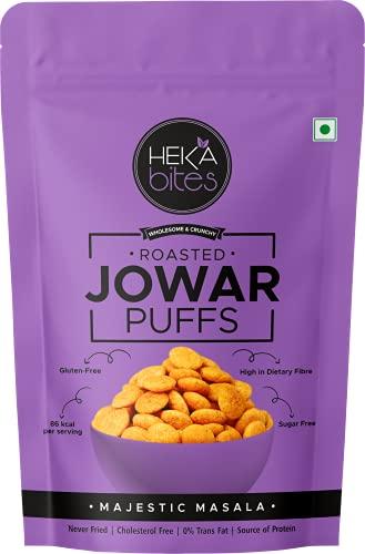 HEKA bites HEKA bites Roasted Jowar Puffs Majestic Masala - Pack of 6 | 86 Kcal | Made with 80% Jowar| Healthy Snack| Sugar Free| Cholesterol Free| Gluten Free (30g x 6)