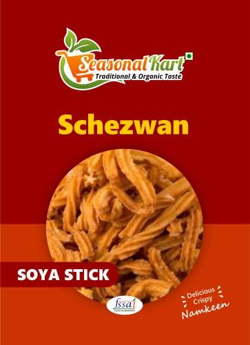 Seasonal Kart Seasonal Kart Schezwan Soya Soya Stick Namkeen Schezwan Soya Masala Flavour| Snacks Soya Sticks Schezwan Soya Flavour (400 Grams)