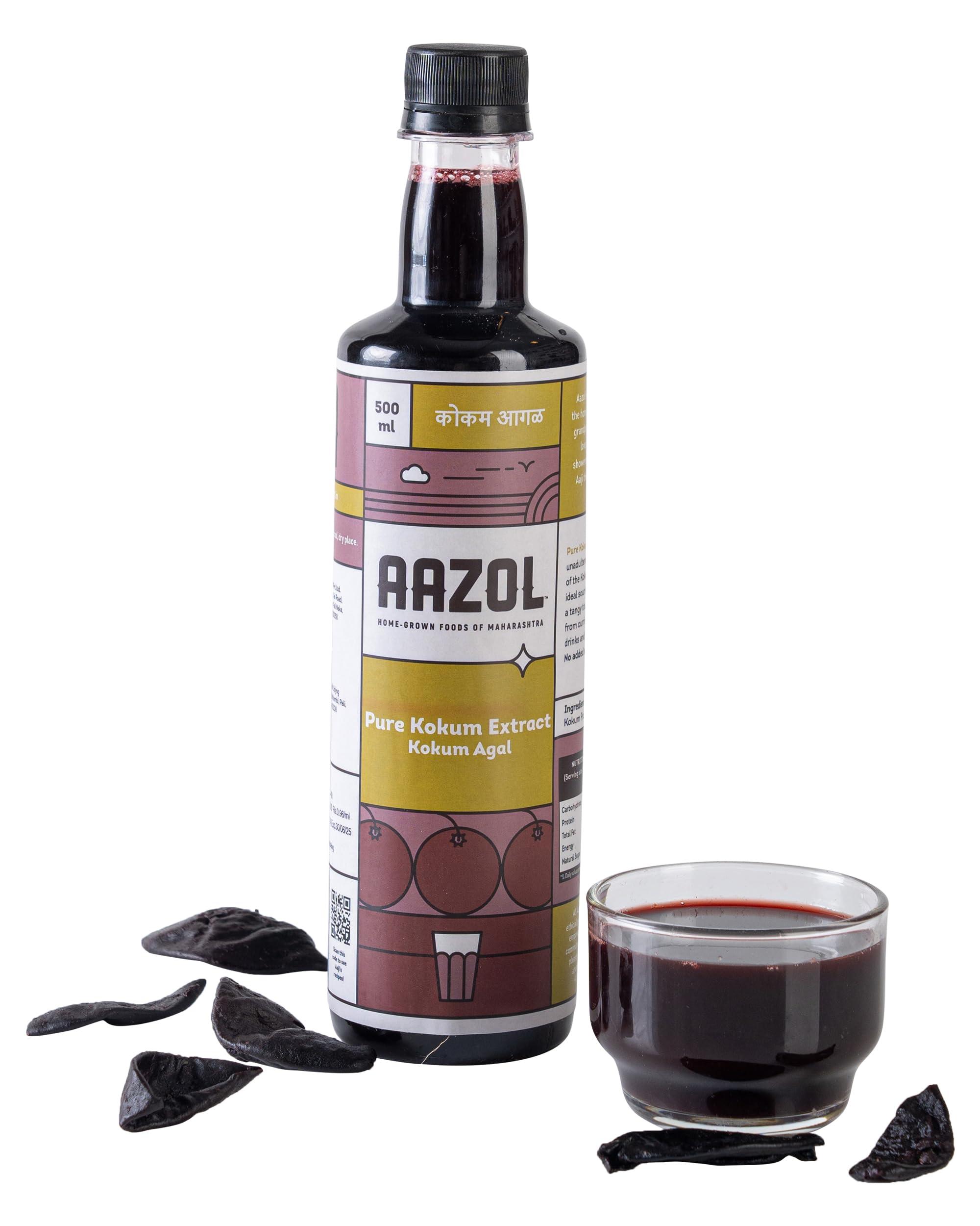 AAZOL Aazol Pure Kokum Extract: Kokum Agal - 500ml | NO Sugar NO Salt | All-purpose Souring Agent | Pure & Unadulterated | Ideal for Kokum Sherbet & Sol Kadhi