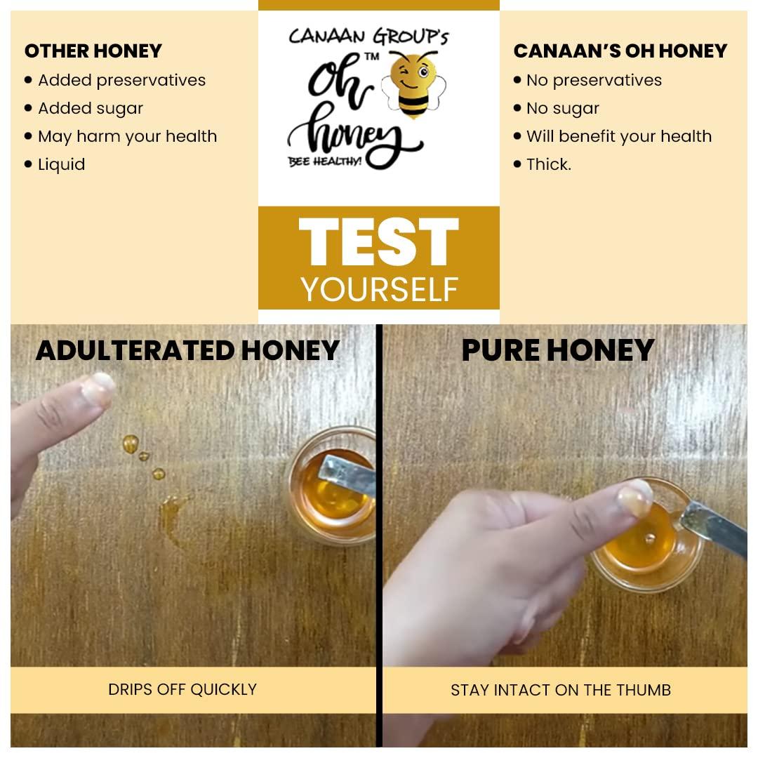 CANAAN GROUP’S oh honey Bee Healthy Canaan Group's Organic Oh Honey | 100% Honey Organic Natural Tulsi Honey | Squeeze Pack | No Added Sugar | 600g