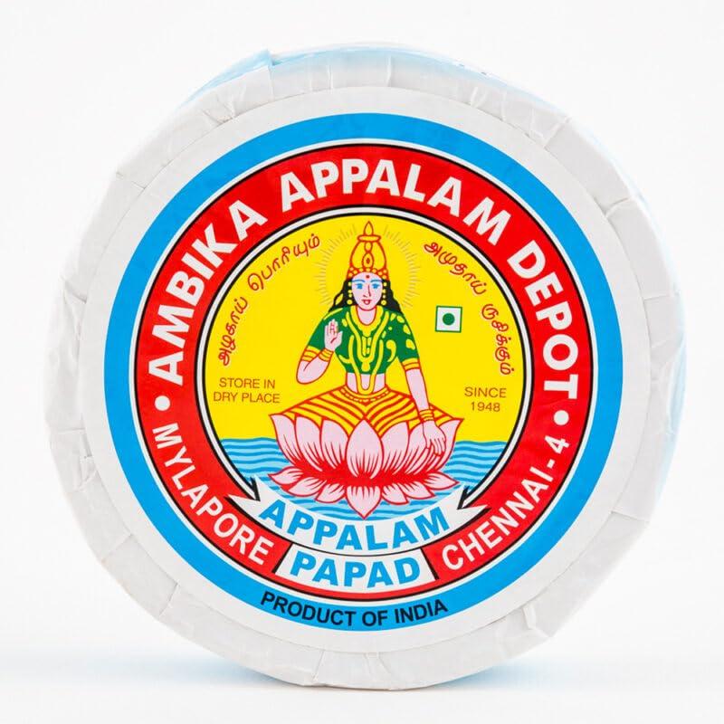 eVasavamba Ambika Appalam | Papad | South Indian Appalam | No.1 in India | Wafer | Fryum| A++ Grade, 50 Appalam\'s (No:6 3\" Diameter, 2)