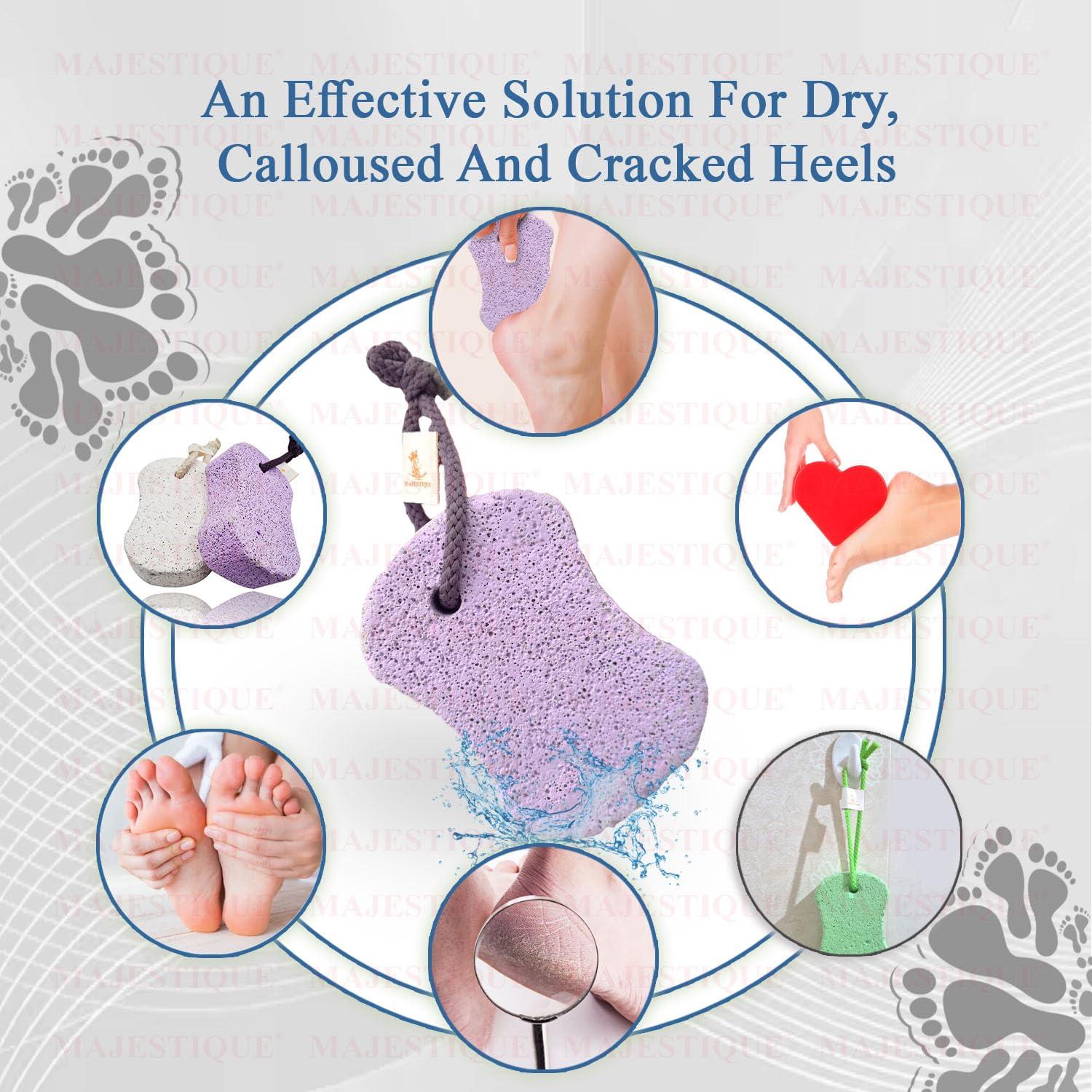 MAJESTIQUE Pumice Stone for Feet 2 pcs, Majestique Natural Lava Pedicure stone for Body, Bath Stone, Pumice Stone Remove Dead Skin for Hand, Pubic Stone Scrubber Foot Stone Exfoliating, Foot, Elbows