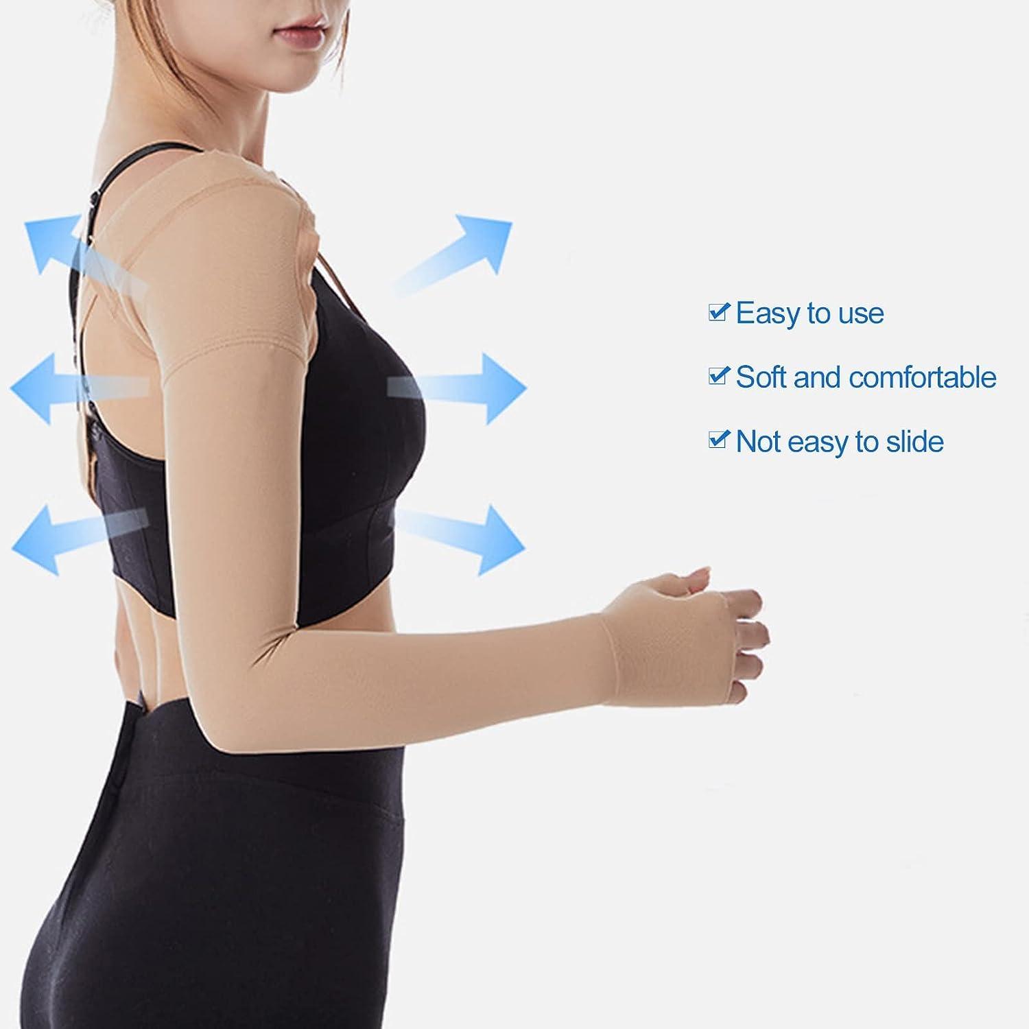 EZYFIT EZYFIT Medical Compression Arm Sleeves with Shoulder Strap and Support for Lymphedema | Graduated Compression - 20-30 mm/Hg | Post Mastectomy Sleeve for Lymphedema (LEFT HAND, MEDIUM)