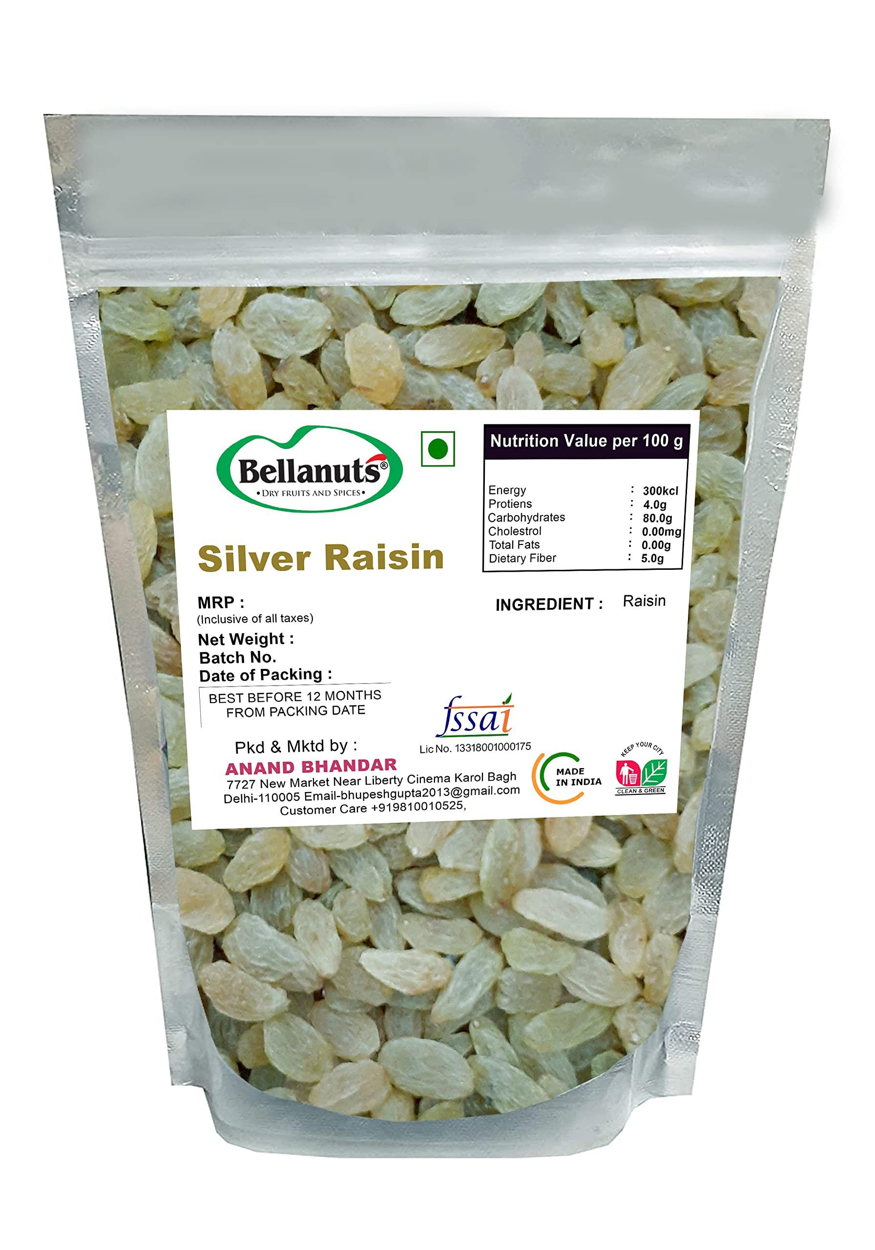 BELLANUTS Bellanuts Raisin Silver 950 gm | Kishmish Seedless | Dry Grapes | Color Less | Natural