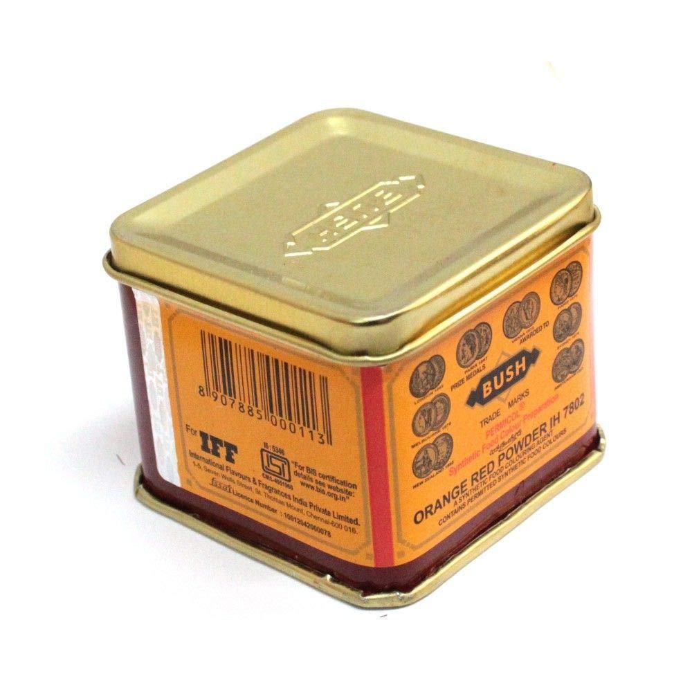 BUSH BUSH Synthetic Orange Red Food Colour Powder ( IH7802 , 100gms Tin)