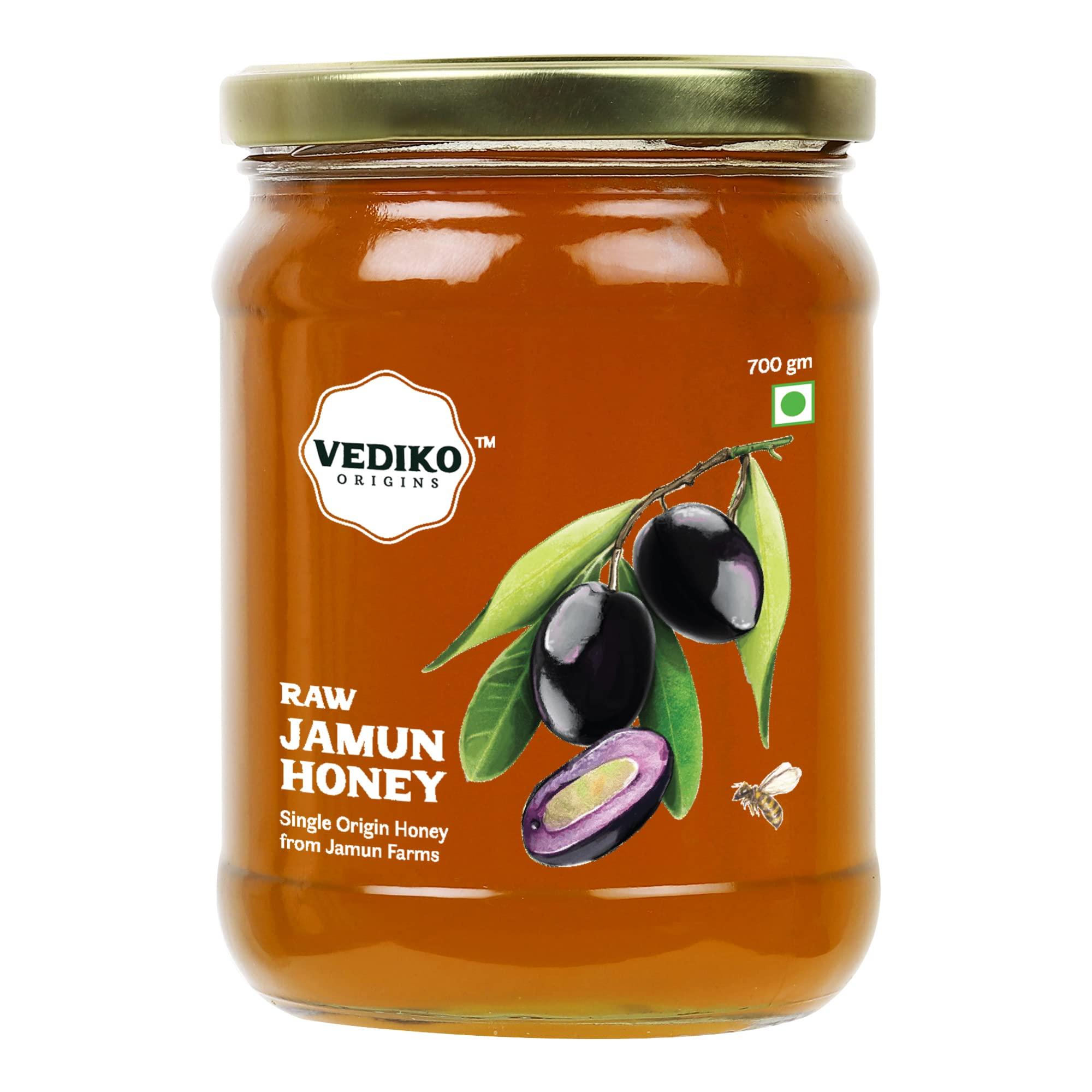 Vediko Origins Vediko Organic Farm Fresh Raw Jamun Honey (700GM) 100% Pure & Natural Unprocessed Single Origin Original Honey from Jamun Farms | Rich in Antioxidants | Chemical Free, No Sugar, No Adulteration