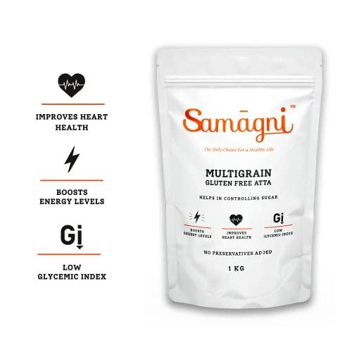 Samagni Samagni Multigrain Gluten Free Atta 2 kg (Pack of 2) | Diabetic Friendly Atta| Low Glycemic Index | Jowar, Bajra, Ragi, Oats, Fenugreek Seeds, Flax Seeds