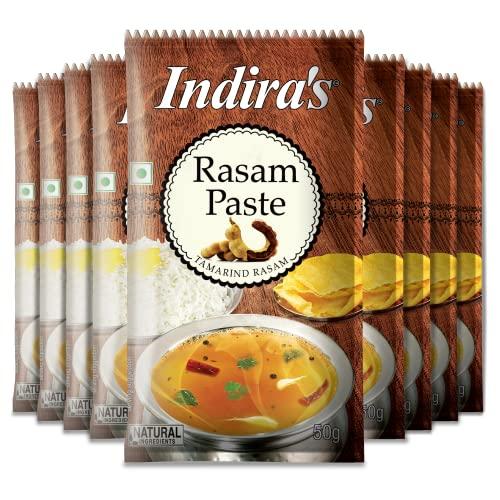 INDIRA Indira’s Instant Tamarind Rasam Paste, More Flavourful Than Rasam Powder Masala Mix, Ready to Eat Rasam, No Need for Cooking - Just Add Hot Water (50gX9)