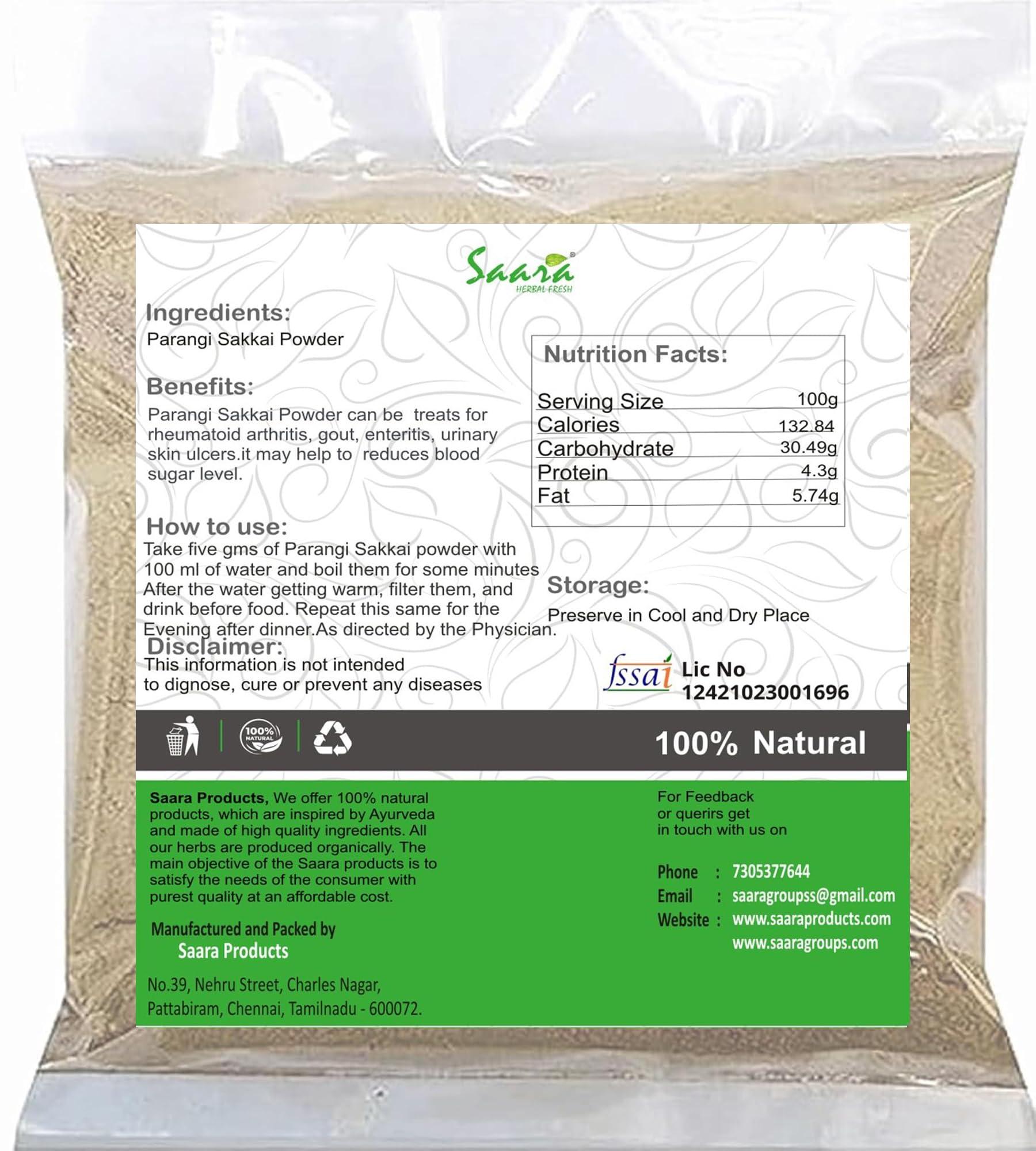 SAARA Saara HERBAL FRESH Parangi Sakkai Powder,25g,Chaina root,Chobchini, Madusnuhi, Flying chuck, Chekka powder,(pack of 2 x 25g)