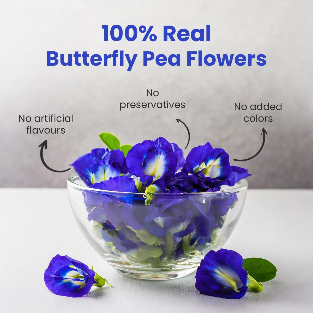 BLUE TEA BLUE TEA - Butterfly Pea Flower Tea - 100 Tea Bags (Plant Based) | Rakhi Gift For Sister | ANTI-OXIDANT RICH | Caffeine Free - Flower Based - Herbal Tea - 100% Natural Ingredients - Vegan | Zipper Pack