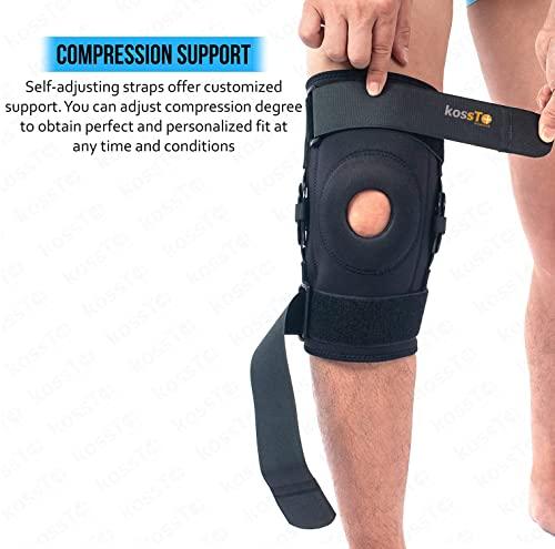 kossto kossto Hinged Knee Brace, Open Patella with Gel Pads & Dual Metal Side Stabilizers-Support for Running, ACL, Meniscus Tear, Arthritis Pain relief For Men and Women (Compatible Small,Medium,large,XL)