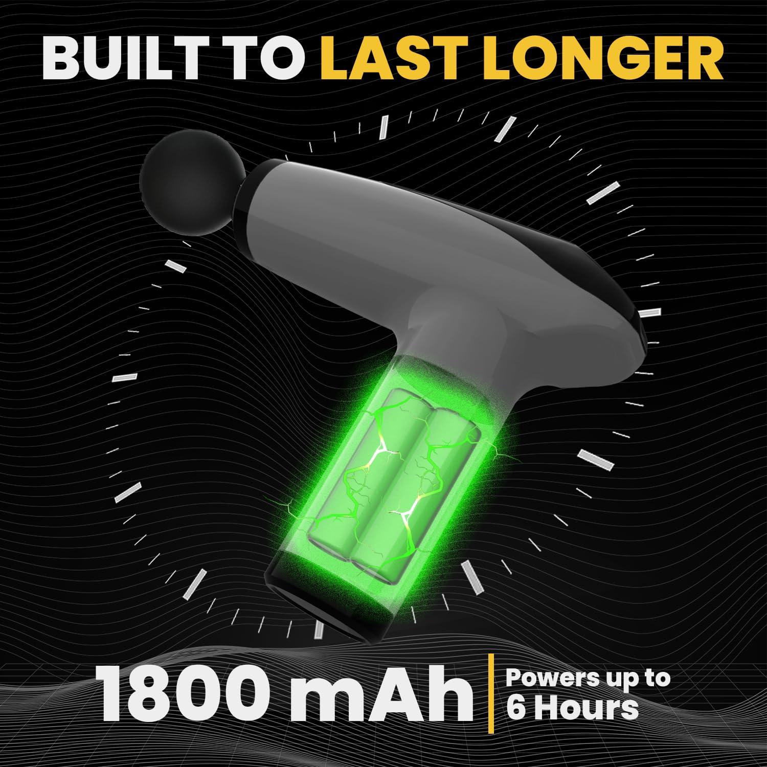 The Cube Club The Cube Club Deep Tissue Massage Gun with 4 Soft Massage Heads Portable Full Body Pain Stress Relief Percussion Muscle Massager with 3200 RPM Powerful Bi-Directional Motor for Men & Women (Grey)