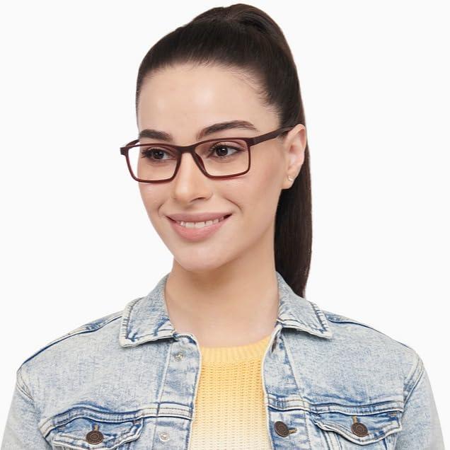 LENSKART BLU LENSKART BLU | Zero Power Blue Cut Computer Glasses | Anti Glare, Lightweight & Blocks Harmful Rays | UV Protection Specs | Maroon | Men & Women | Medium | LB E14283