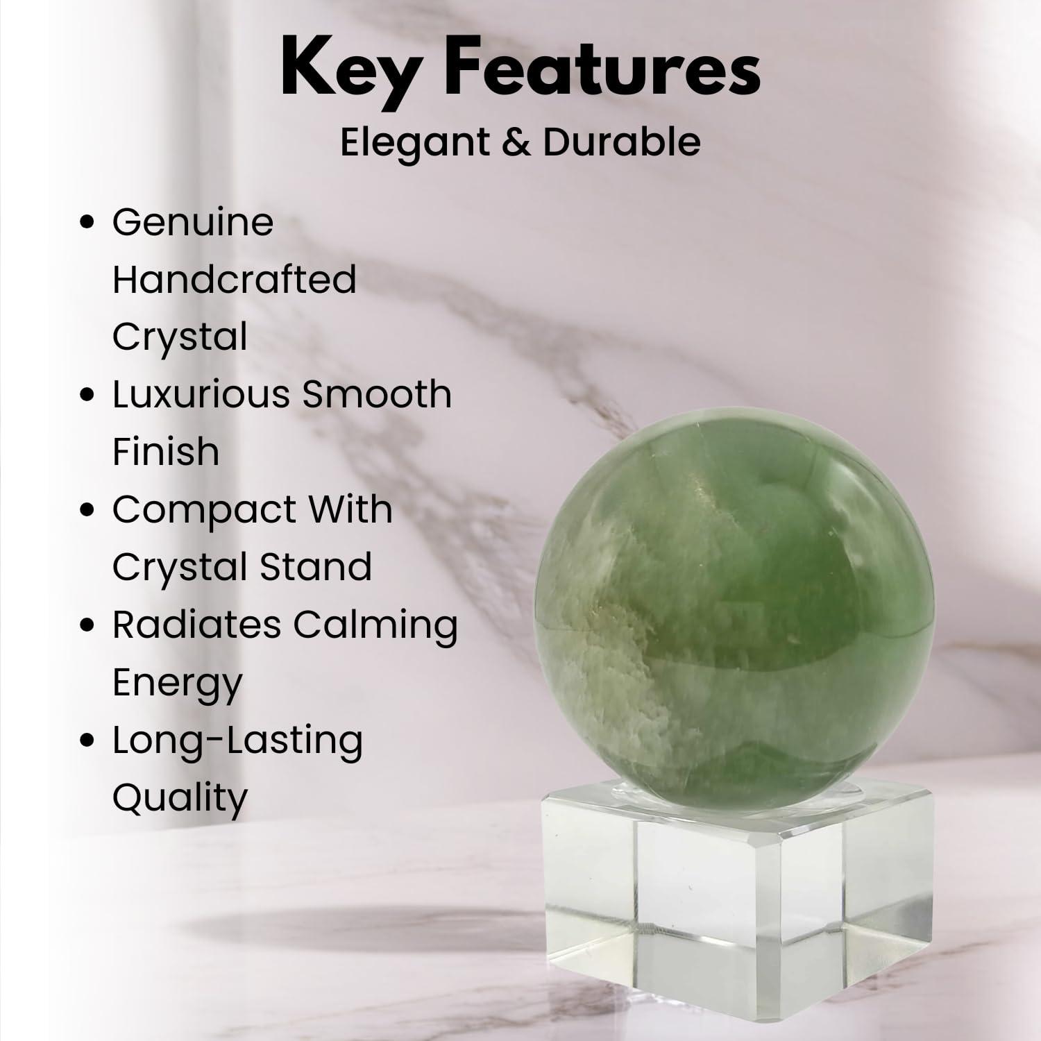 Plus Value Plus Value Natural Green Aventurine Ball Sphere - Reiki & Healing Crystals Vastu Feng Shui Chakra Aura Meditation (100 to 200grams with Stand)