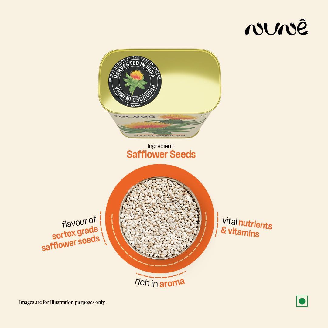 nune Nune Virgin Cold Pressed Safflower - 5 Litre Pure & Certified Cooking Oil