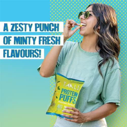 Taali Taali Jowar & Protein Puffs | 25 gm (Pack of 8) | Pudina Punch | Healthy Roasted Tasty Snacks, Ready to eat | 100% Veg, Gluten free products, No Cholesterol, No Trans-Fat