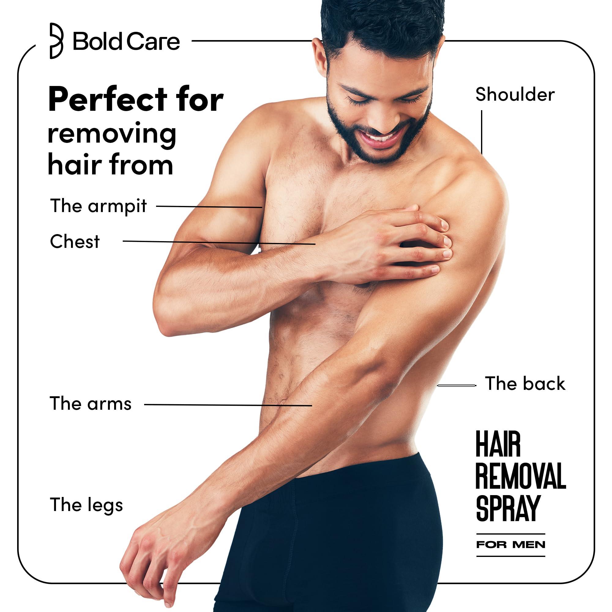 Bold Care Bold Care Hair Removal spray for men 200 ml - Fast & Painless Body Hair Removal Spray for Smooth Back, Chest, Legs, Arms, underarms with Aloe Vera & Lemon Extract - 1 Pack | hair remover private parts