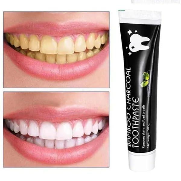 ALI SHIPPING Natural Bamboo Charcoal Toothpaste for Teeth Whitening - Organic, Fluoride-Free, Removes Plaque & Stains, Freshens Breath, Gentle on Sensitive Teeth