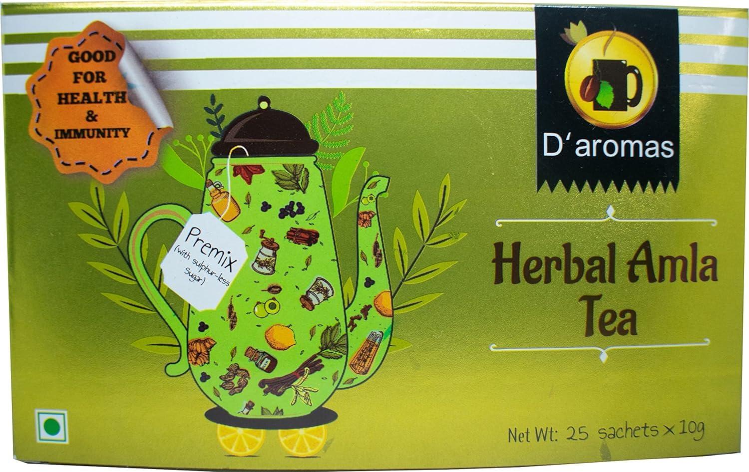 D'aromas D'aromas Herbal Amla Green Tea 250g, Instant Herbal Tea Powder, Ready to Drink Tea |for Immunity
