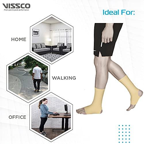 Vissco Vissco Anklet, Ankle Support for Injured Ankles, Arthritic Pain, Swelling, Stiff Joints, Pain Reliever for Strained or Sprained Ankles - Large (Beige)