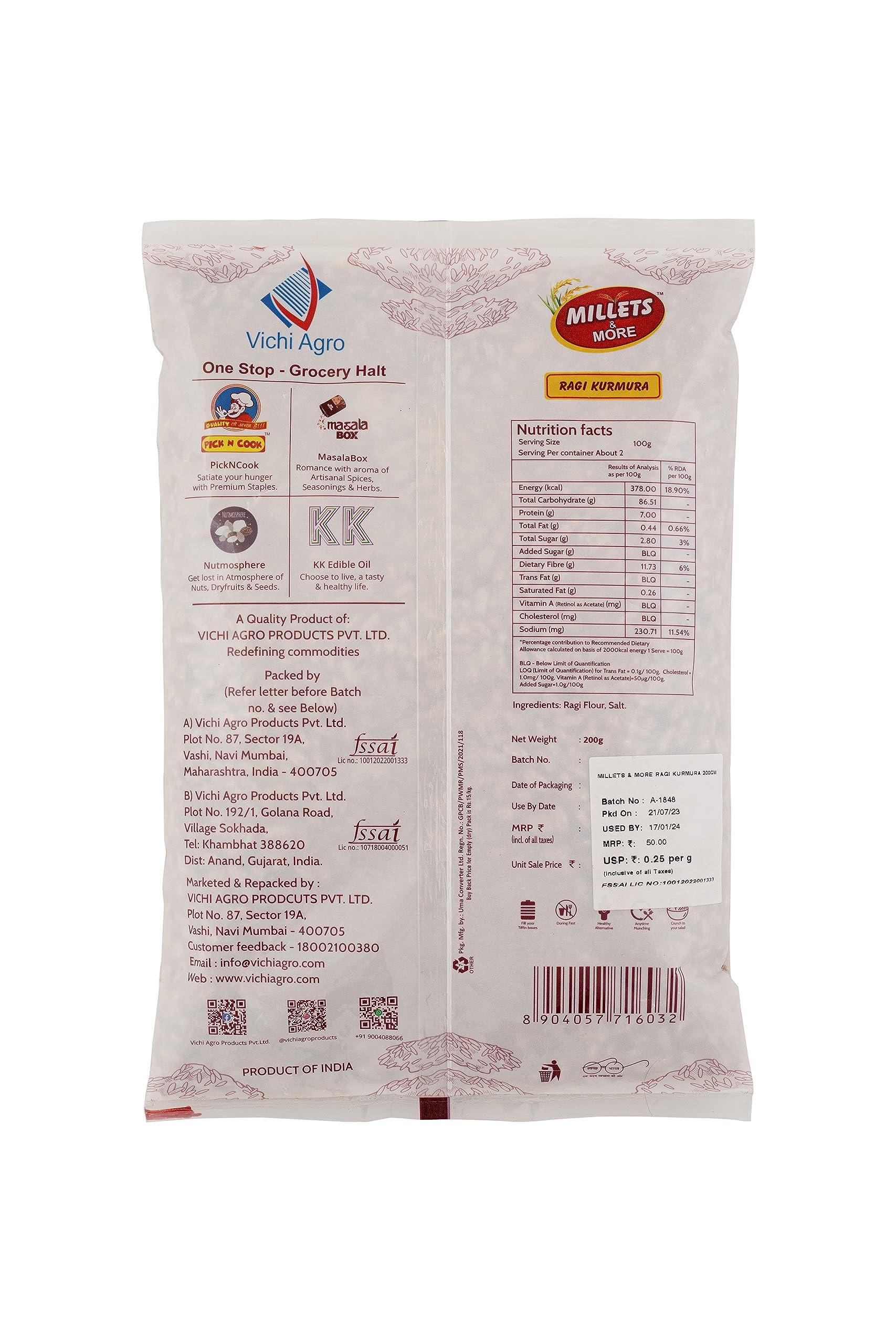 MILLETS & MORE MILLETS & MORE Ragi Kurmura Pp - 200 Gm