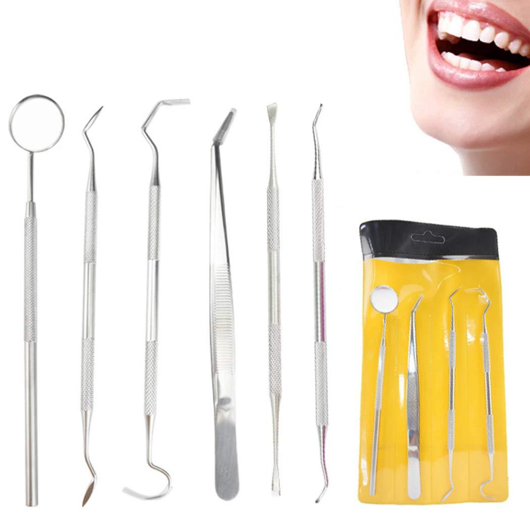 yeesport yeesport 6PCS Dental Tool Kit Stainless Steel Portable Professional Teeth Cleaning Tool Oral Care Kit