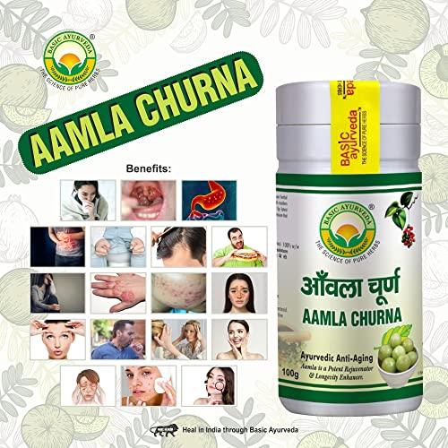 BASIC AYURVEDA BASIC AYURVEDA Aamla Churna 100 Gram | Indian Gooseberry (Amla) Powder Contains Vitamin C & Iron | Ayurvedic Supplements for Overall Health Balance