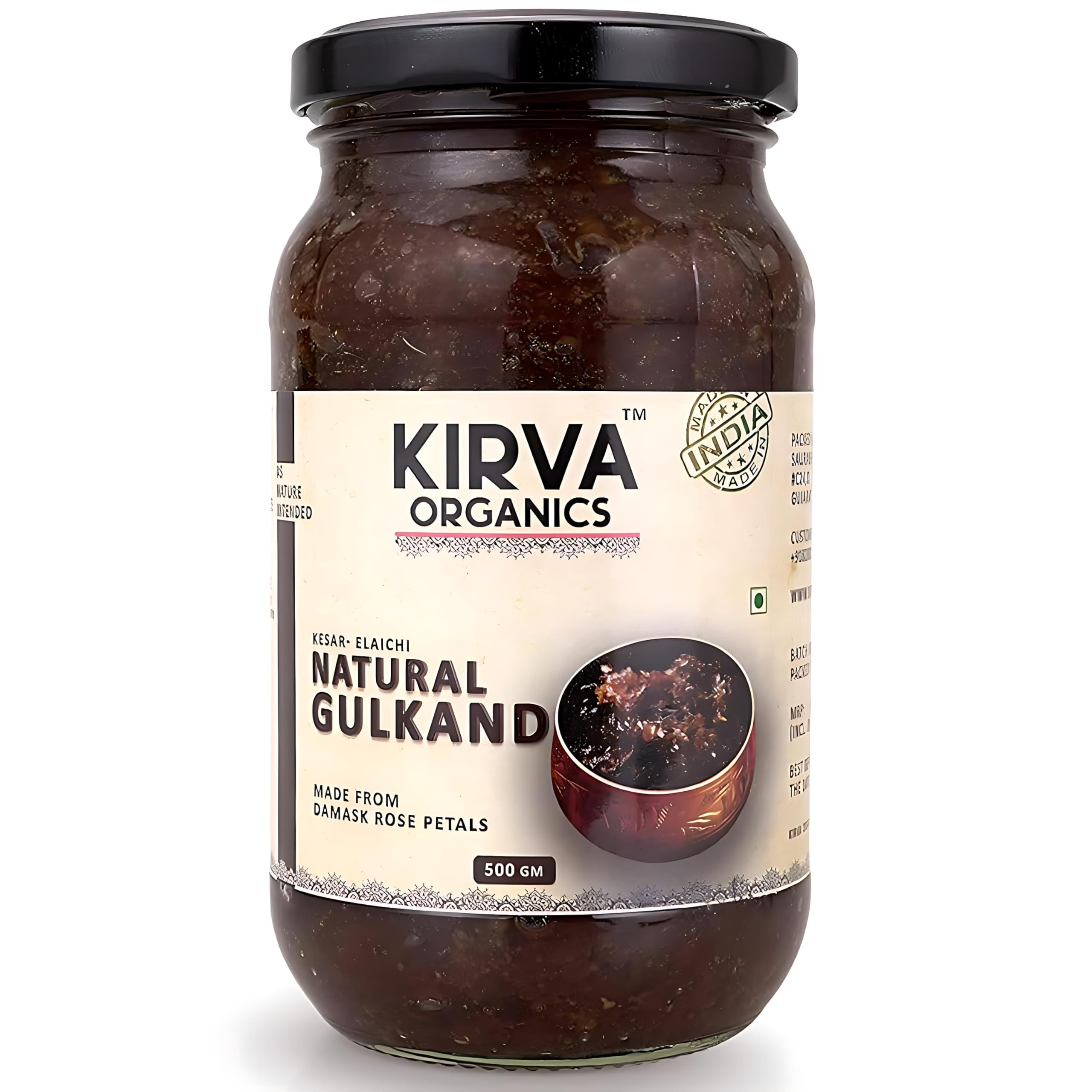 Kirva Organics Kirva Organics Natural Gulkand | Damask Rose Petals & Rock Sugar - Kesar Elaichi - 500gm (500gm x 1)