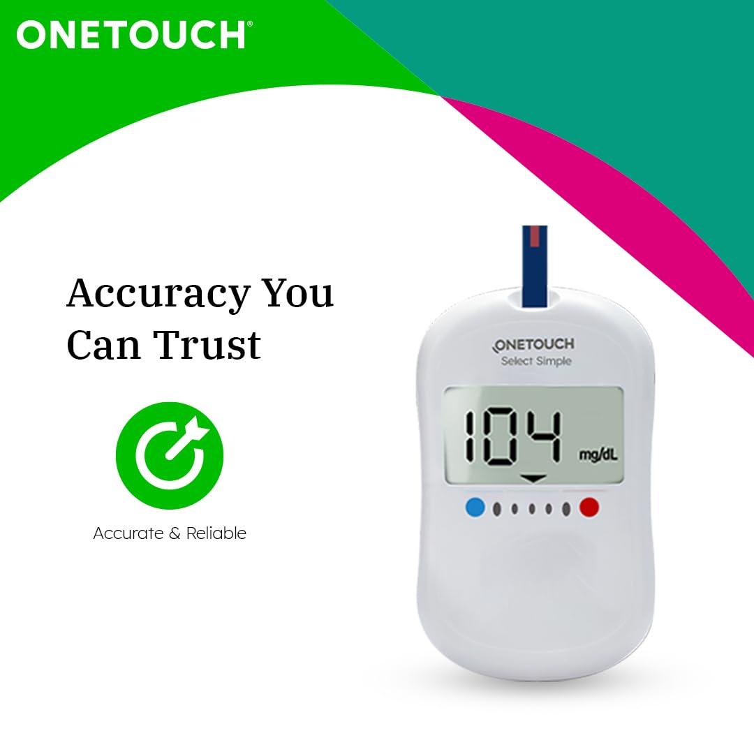 OneTouch OneTouch Select Test Strips | Pack of 100 Strips with 100 OneTouch Ultrasoft Lancets | Blood Sugar Test Machine Testing Strips | Global Iconic Brand | For use with OneTouch Select Simple Glucometer