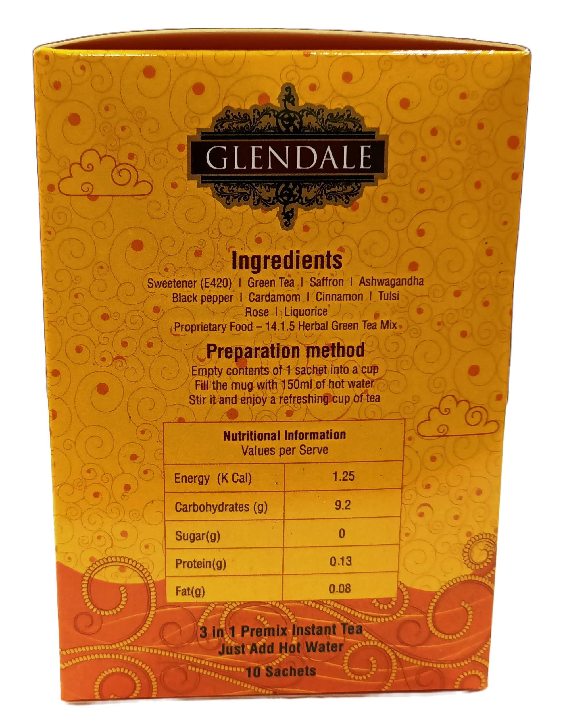 Generic GLENDALE Kashmiri Kawah Tea 100 g | Pack of 2 | Total 200 g | 3 in 1 Premix Instant Tea 10 Sachets in Each Pack