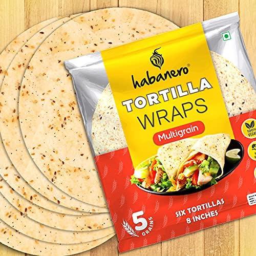 habanero Habanero Tortilla Wraps| multigrain | 8 Inches |Goodness of multigrain, Ragi, oats, Barley and Maize flour| 330G