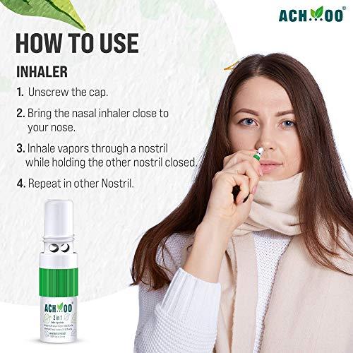 ACH...OO ACH...OO 2 In 1 Inhaler and Roll On Relief From Cold, Cough, Blocked Nose, Headache and Breathing difficulty | Cold & Nasal Congestion With 100% Natural Active Ingredients (Pack of 12 x 2ml)