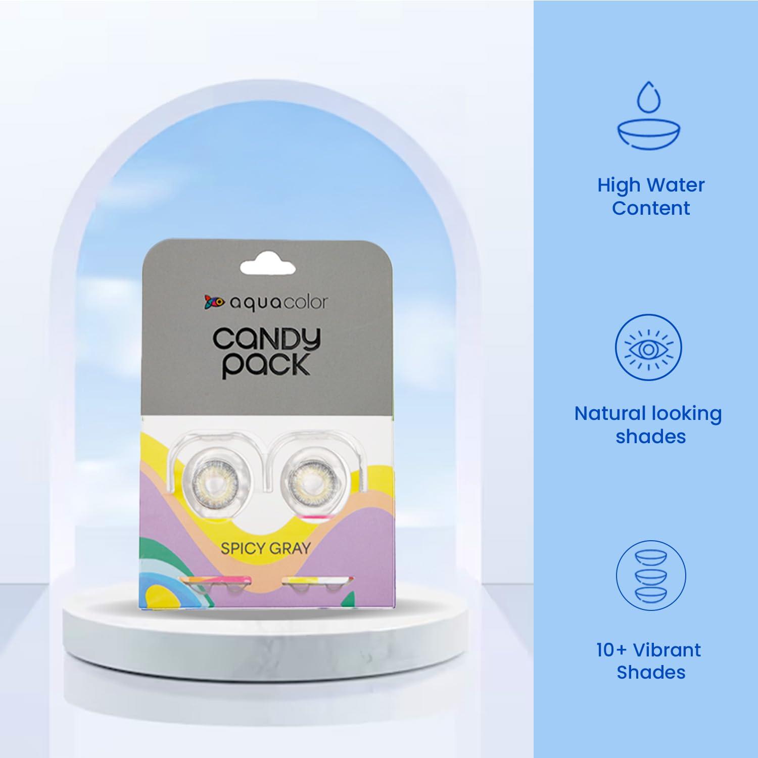 AQUALENS CONTACT LENSES Aquacolor Spicy Grey Candy Pack Zero Power Colored Lenses (2 Lens/Box)