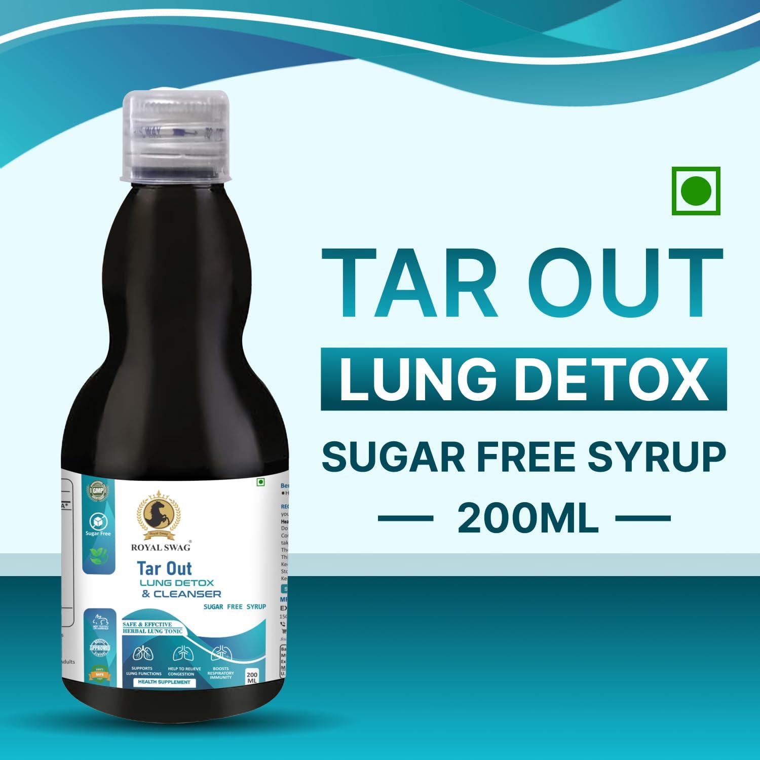 ROYAL SWAG Royal Swag Ayurveda Tar Out Syrup Lungs Detox Set of 3(200 ML) Sugar Free Removes Tar from Lungs due to for smoke & Air Pollution - Herbal Syrup To Remove Toxins From Lung & Mucus Remover | 600 ml