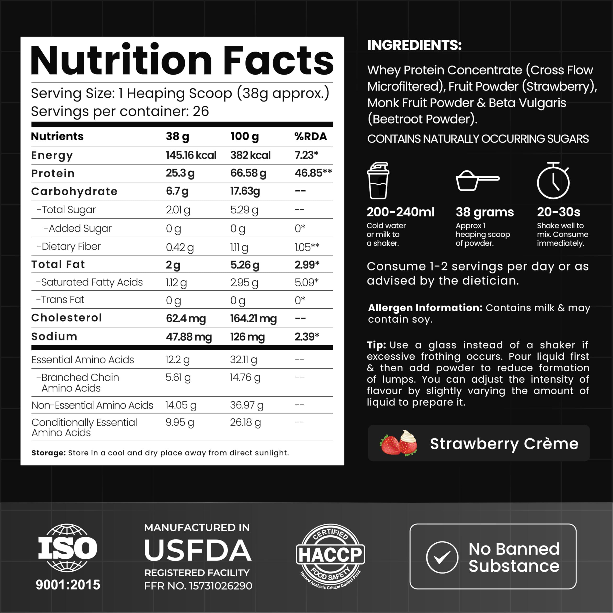 Athlab Athlab (by Nutrabay) Instant Whey Protein Concentrate Powder - 1kg, Strawberry | 25g Protein, 5.6g BCAA | Easy to Digest | Lab Tested | Naturally Flavored & Sweetened with Monkfruit | For Men & Women