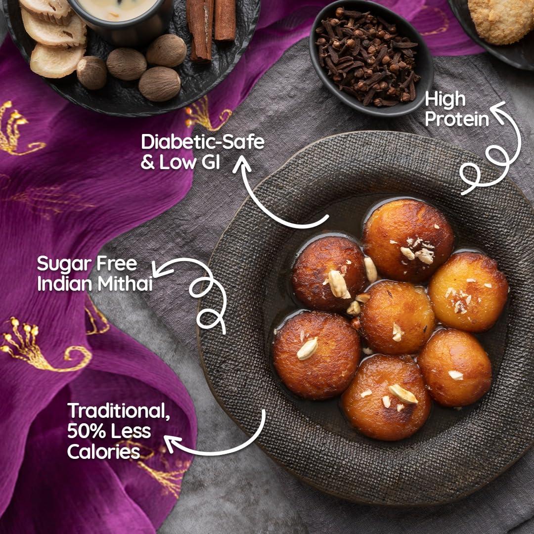 The Diabetic Sugar The Diabetic Sugar | Diabetic Safe Gulab Jamun| Low Calorie Gulab Jamun 450 Gram | Festive Celebration | Traditional Mithai for Gifting Purpose Rakhi Diwali Holi with no artificial sweetner