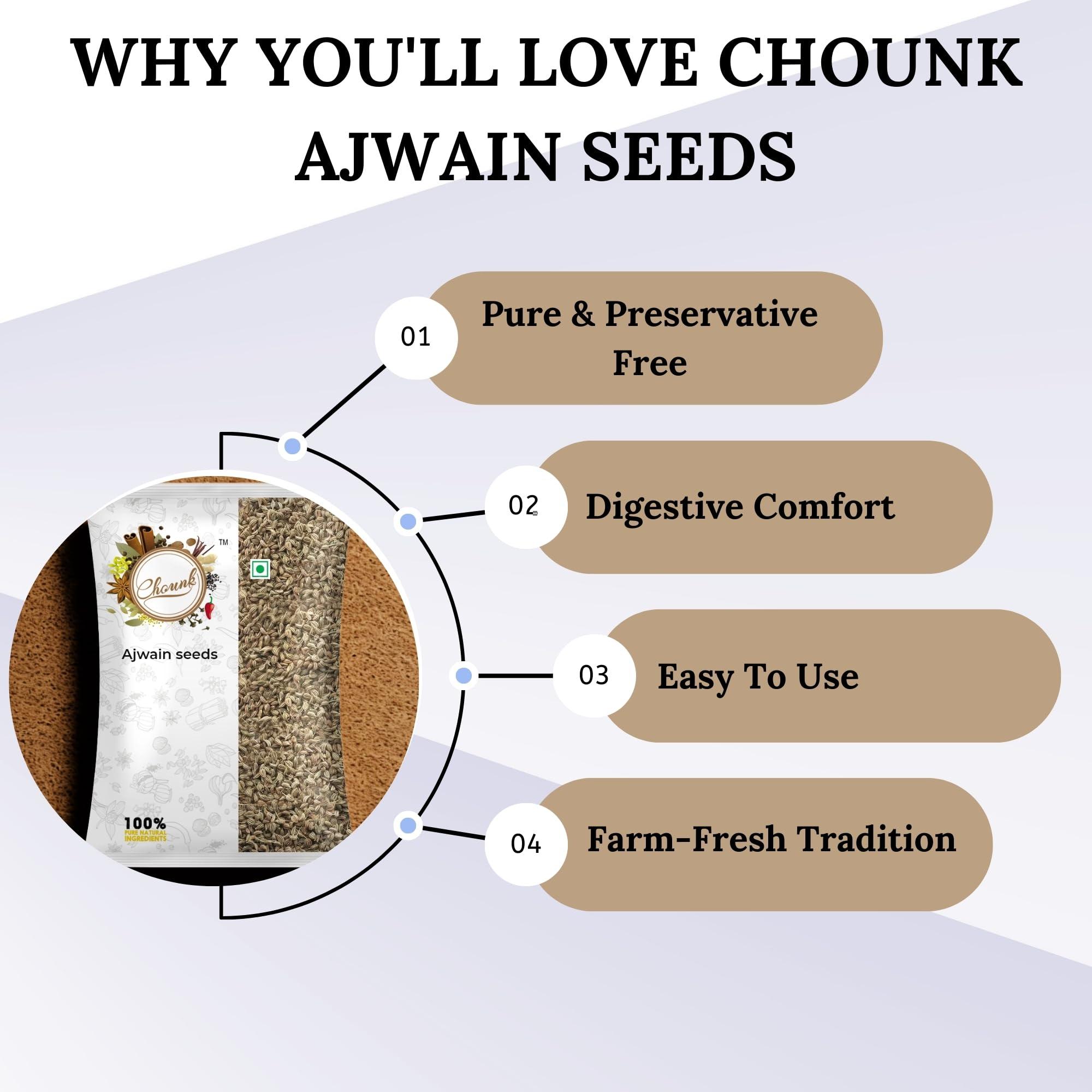 Chounk Chounk Ajwain Seeds/Carom Seeds/Fresh Ajwan/ - 200g (2 X 100g) | Ajowan | Rich & Strong Flavour | Used in Cooking | Vaamu Seeds