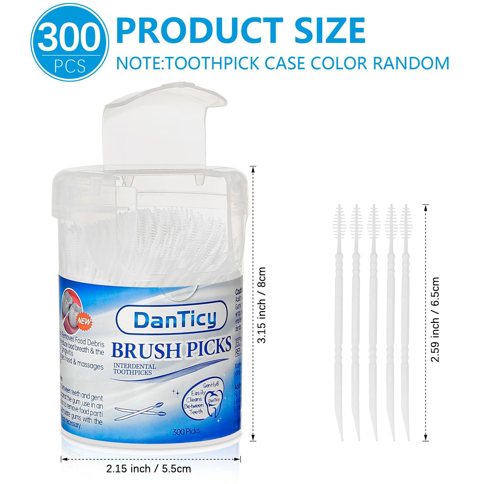 DanTicy DanTicy Adult Manual Brushpicks Interdental Toothpicks,Soft Bristle Dental Floss Picks Toothpicks,Helps Removes Plaque And Debris Between Your Teeth 300Pcs (Pack Of 1),White
