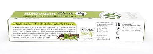 Herbodent Herbodent NEEM 7 in 1 Toothpaste - 185g Pack of 4 | Organic Herbs - Neem, Black Seed & Xylitol for Anti Cavity -Cardamom & Mint for Taste & Freshness-Baking Soda for Excellent Cleaning