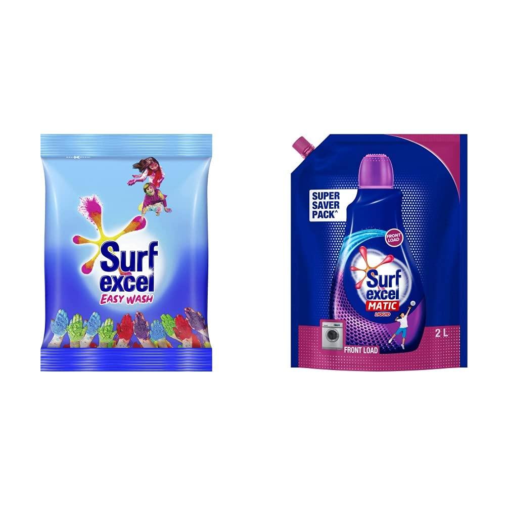Surf Excel Surf Excel Easy Wash Detergent Powder, 5 Kg (SUGY100) & Matic Front Load Liquid Detergent 2 L Refill - Super Saver Offer Pack