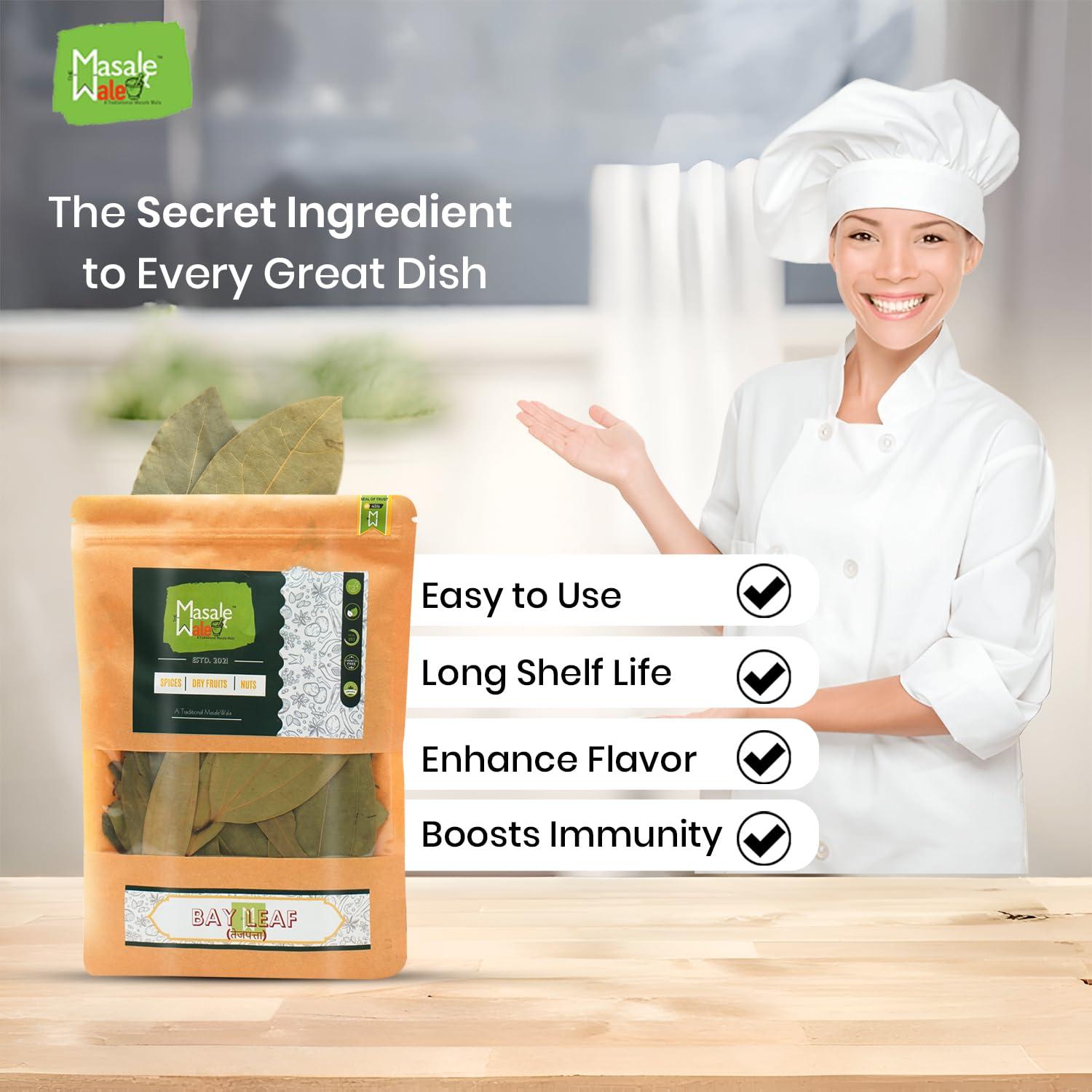 TheMasalewale The Masalewale\'s Bay Leaf | Tejpaan/Tejpatta Whole | Authentic Tejpatta | 100% Natural | Fresh | Organic | Hand Picked | Grade A | Export Quality | Dried | Indian Spice And Herbs (100)